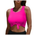 thumbnail image 1 of TOWED22 Women's Front Knot Bikini Tops Crop Tankini Top Scoop Neck Padded Bathing Suit Tops(Hot Pink,S), 1 of 5