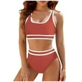 thumbnail image 1 of TOWED22 Women's High Waisted Bikini Sets Sporty Two Piece Swimsuits Color Block Cheeky High Cut Bathing Suits（RD2,S）, 1 of 4