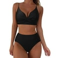 thumbnail image 1 of TOWED22 Women's High Waisted Bikini Sets Two Piece Swimsuit Tummy Control Bathing Suit V Neck Swimwear Swim Suit（Black,XXL）, 1 of 7