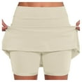 thumbnail image 1 of TOWED22 Women's High Waisted Pleated Tennis Skirts Golf Running Workout Athletic Skorts with Shorts(Beige,S), 1 of 6