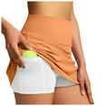 thumbnail image 1 of TOWED22 Women's High Waisted Pleated Tennis Skirts Tummy Control Casual Liner Skorts A Line Workout Golf Skirts(Orange,S), 1 of 6