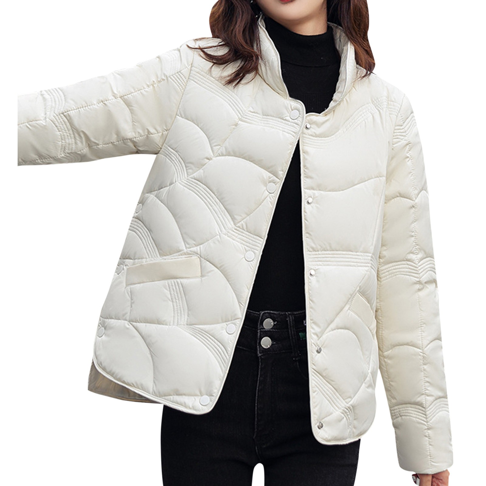 TOWED22 Women's Lightweight Puffer Coat Womens Long Sleeve Padded