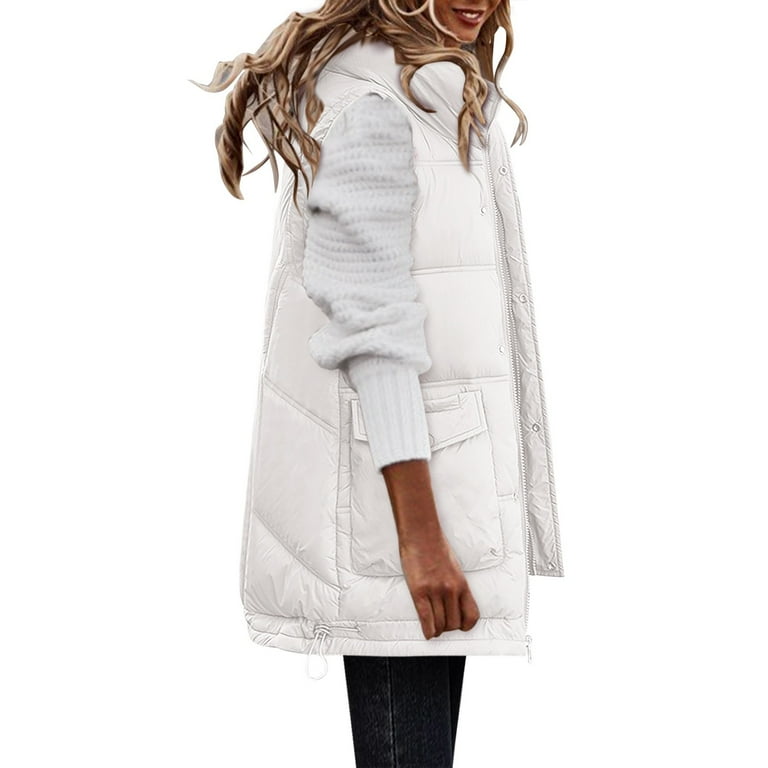 Long white puffer vest hotsell
