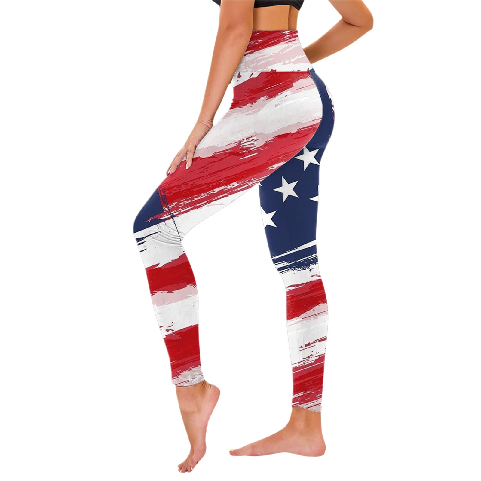 American Flag Leggings For Women – 100% Cotton High Waist Yoga Leggings With Hidden Pocket