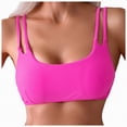 thumbnail image 1 of TOWED22 Women's Push Up V Neck Bikini Tops Criss Cross Back Padded Bathing Suit Top Only(Hot Pink,M), 1 of 7