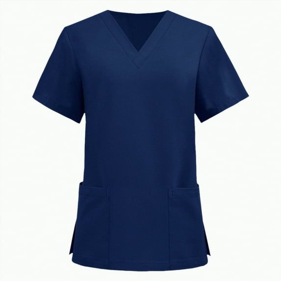 TOWED22 Women's Scrub Top Short Sleeve Medical Shirts Stretchy Soft Nurse Uniform V Neck Top Tee With 2 Pockets(Navy,XL)