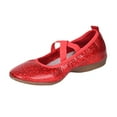 thumbnail image 1 of TOWED22 Women's Shoes Suede Rhinestone Ribbon Square Toe Ballet Flat(Red,6.5), 1 of 7