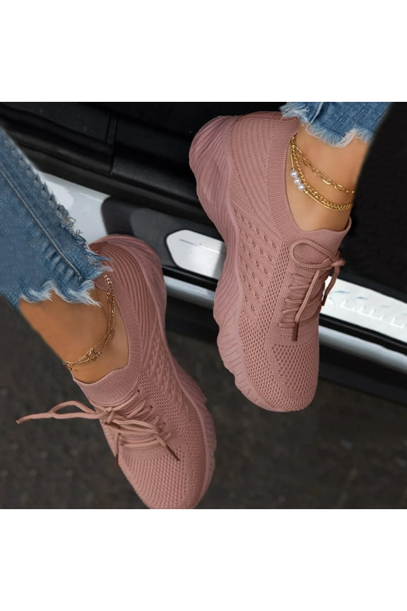 Women's Slip-on Flat Loafers Comfort Walking Casual Shoes Classic Knit Non Slip Fashion Sneaker Womens Running Shoes(Pink,8)