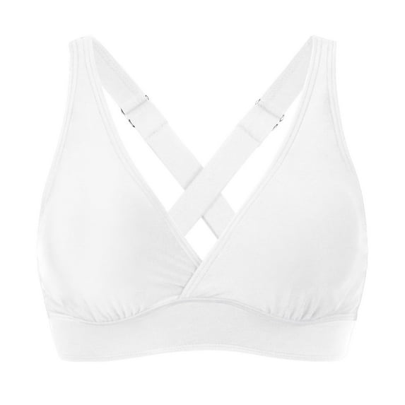 TOWED22 Women's Sporty Adjustable Wide Straps Bikini Top Large Bust Criss Cross Back Supportive Swimsuit Tops Sport Bra Bathing Suits Tops Only(White,M)