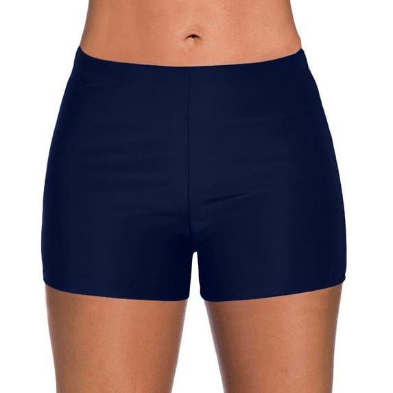 TOWED22 Women's Swim Board Shorts High Waisted Trunks with Pockets(Dark Blue,XL)