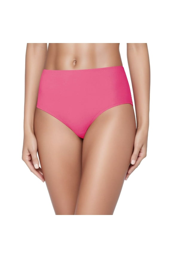 Women's Swim Bottom High Waist Retro Basic Full Coverage Bikini Tankini Swimsuit Briefs(Red,M)