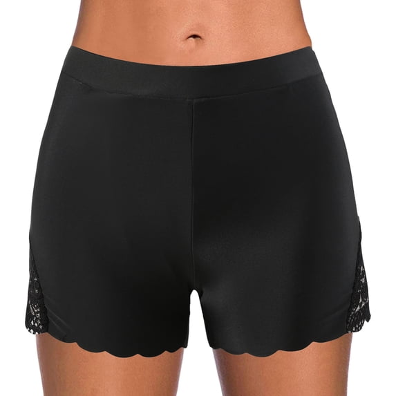 TOWED22 Women's Swim Shorts High Waisted Bathing Suit Bottoms Swimsuit Tankini Boy Shorts(Black,L)