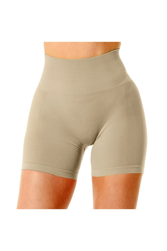 Women's Swim Shorts High Waisted Bathing Suit Bottoms Swimsuit Tankini Boy Shorts with Liner(Khaki,XL)