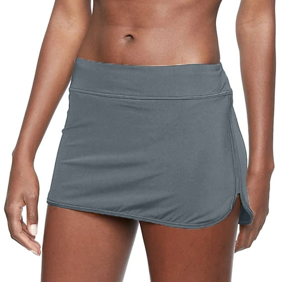 TOWED22 Women's Swimdress Ruffle Swim Skirt High Waist Side Pull Tie Swimsuit Bottom(Grey,M)