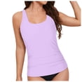 thumbnail image 1 of TOWED22 Women's Tankini Top Only Elegant Ruffle Detail Tankini Swim Top for Women Modest Bathing Suit Swimwear Top No Bottom（Light Purple,L）, 1 of 8