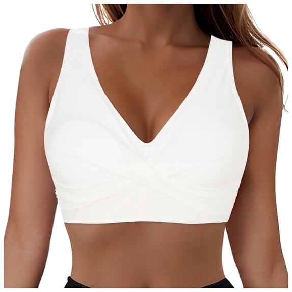 TOWED22 Women's Twist Front Bikini Top Adjustable Thick Straps Cross Back Push Up Vintage Bikini Swimsuit Tops Only(White,XXL)