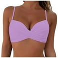 thumbnail image 1 of TOWED22 Women's Twist Front Bikini Top V Neck Padded Swimsuit Top Adjustable Spaghetti Straps Bathing Suit Tops(Purple,M), 1 of 5