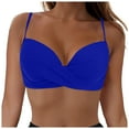 thumbnail image 1 of TOWED22 Women's Twist Front V Neck Swimsuit Bikini Top Padded Adjustable Spaghetti Straps Bathing Suit Tops No Bottom（Blue,L）, 1 of 9
