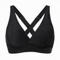 thumbnail image 1 of TOWED22 Women's Underwire Bikini Tops Only - Longline Swimsuit Top Criss Cross Push Up Swim Crop Top Black,XXL, 1 of 7