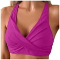 thumbnail image 1 of TOWED22 Women's Underwire Push Up Bikini Top - Ribbed Swim Bra Large Bust Bathing Suit Tops Red,S, 1 of 6