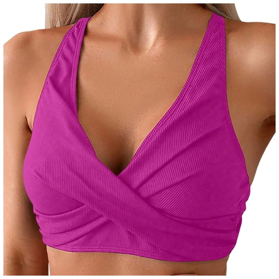 TOWED22 Women's Underwire Push Up Bikini Top - Ribbed Swim Bra Large Bust Bathing Suit Tops Red,S