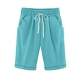 thumbnail image 1 of TOWED22 Womens Bermuda Shorts Knee Length Elastic Waist Drawstring Workout Basketball Long Shorts with Pockets XL,Sky Blue, 1 of 5