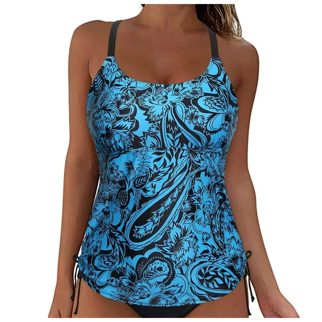TOWED22 Womens Blouson Tankini Top Only Loose Fit Swim Top No Bottom Modest Swimsuit Top-Navy,XXL