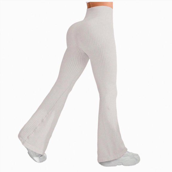 TOWED22 Womens Flared Yoga Pants with Pockets, High Waisted Flare Leggings Bell Bottom Bootcut Yoga Dress Pants(Silver,XL)