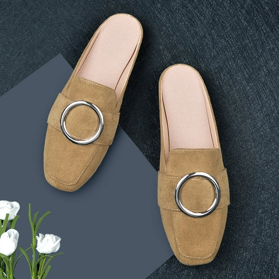 TOWED22 Womens Flat Shoes,Women's Flats Shoes Comfortable Memory Foam Dress Shoes Slip On Ballet Flats Low Wedge Work Shoes,Khaki