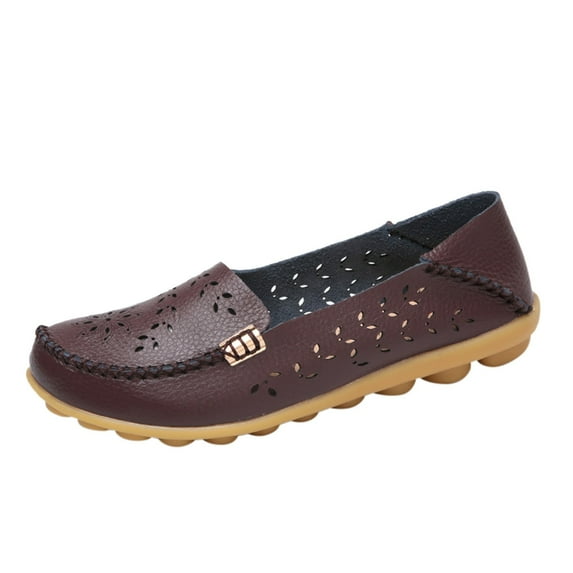 TOWED22 Womens Flats, Women's Casual Cute Slip On Comfort Walking Flats Leather Driving Fashion Closed Toe Boat Shoes,Coffee