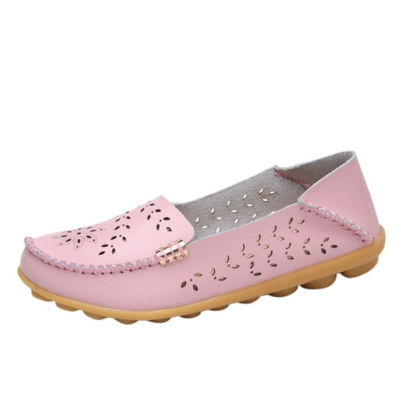 TOWED22 Womens Flats, Women's Casual Cute Slip On Comfort Walking Flats Leather Driving Fashion Closed Toe Boat Shoes,Pink