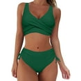 thumbnail image 1 of TOWED22 Womens High Waisted Bikini Sets Tummy Control Bathing Suits Halter Two Piece Swimsuit Modest Bikini（Green,L）, 1 of 8