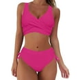 thumbnail image 1 of TOWED22 Womens High Waisted Bikini Sets Tummy Control Bathing Suits Halter Two Piece Swimsuit Modest Bikini（Hot Pink,M）, 1 of 6