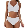 thumbnail image 1 of TOWED22 Womens High Waisted Bikini Sets Tummy Control Bathing Suits Halter Two Piece Swimsuit Modest Bikini（White,XL）, 1 of 6