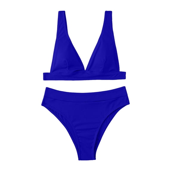 TOWED22 Womens High Waisted Bikini Swimsuits Two Piece Swimsuits Color Block Cheeky High Cut Bathing Suits(BU2,XL)