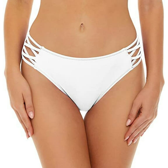 TOWED22 Womens Swim Shorts Women Vintage Print Low Waist Brazilian Bikini Bottom Swimwear Briefs Beachwear Women Swim Shorts,White