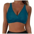 thumbnail image 1 of TOWED22 Womens Swimsuit Tops Only Push Up Swim Top Twist Front Bikini Tops without Buttoms Sport Bra Bathing Suits Tops Solid Padded Tankini Tops(Navy,L), 1 of 4