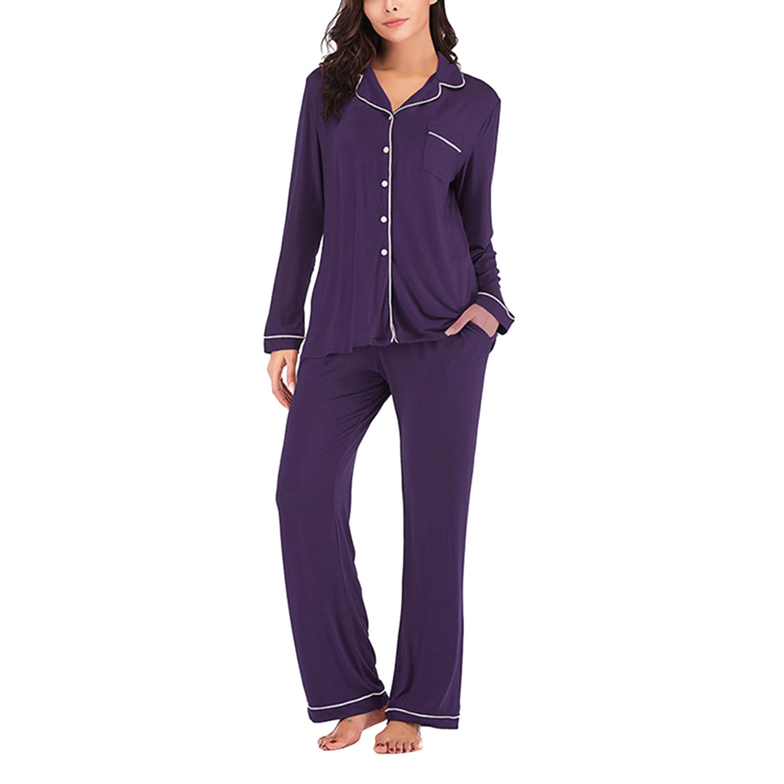 TOWED22 Womens Waffle Knit Pajamas Loungewear Two piece Sleepwear