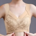 thumbnail image 1 of TOWED22 Womens Wireless Bra,Push Up Front Closure Lace Bra Tshirt Padded Plunge Racerback Underwire,Beige, 1 of 4