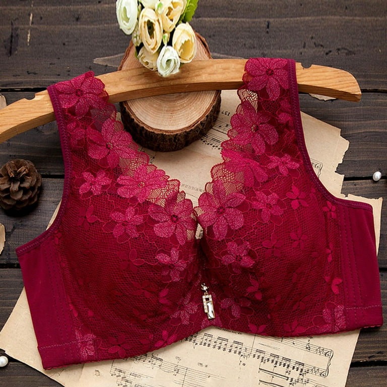 Women's Push Up Underwire Padded Floral Lace Racerback Front Closure Plunge  Add Cups Size T-Shirt Bra