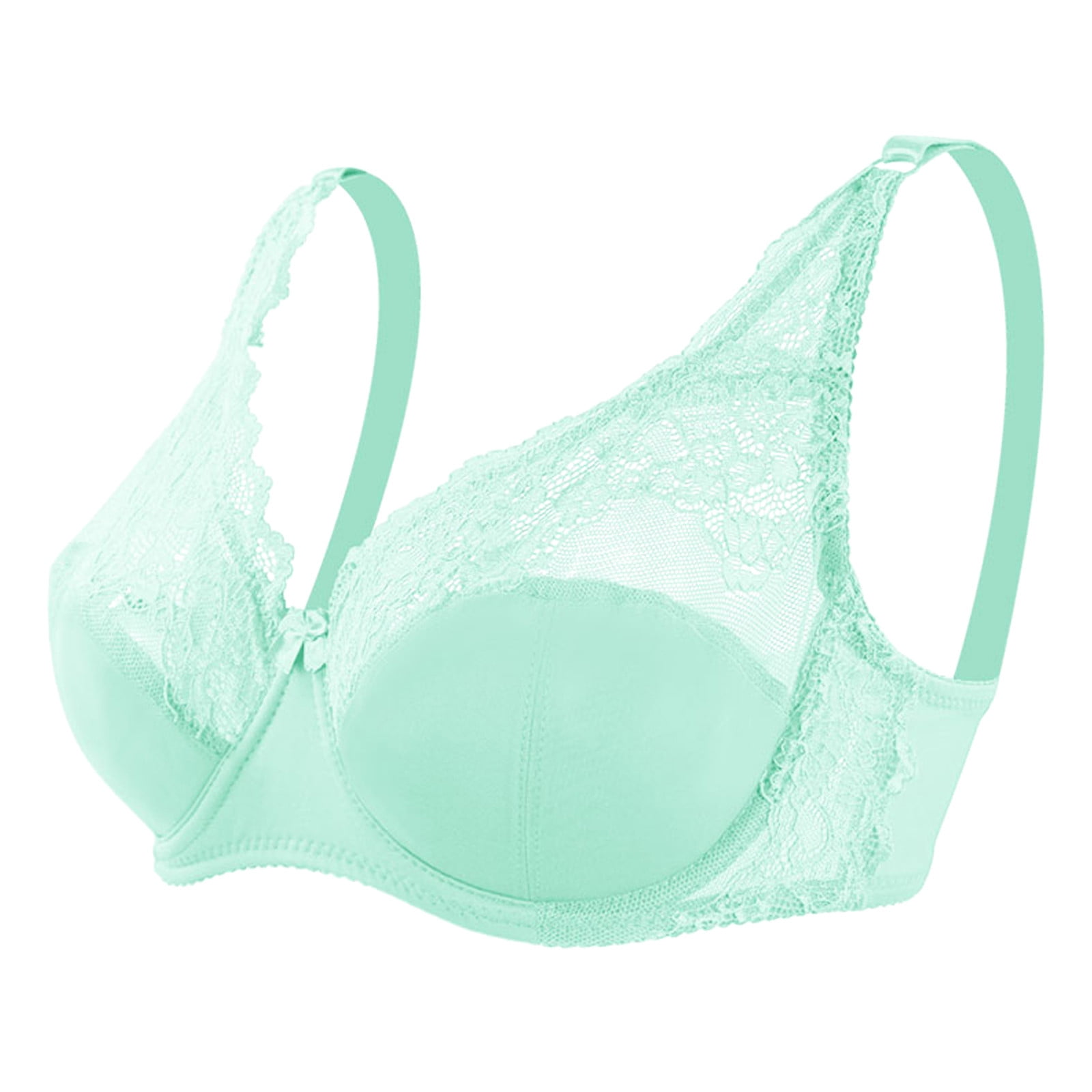 TOWED22 Womens Wireless Bras,Women's Full Coverage Lace T Shirt Bra Lightly  Lined Underwire Smoothing,Mint Green 
