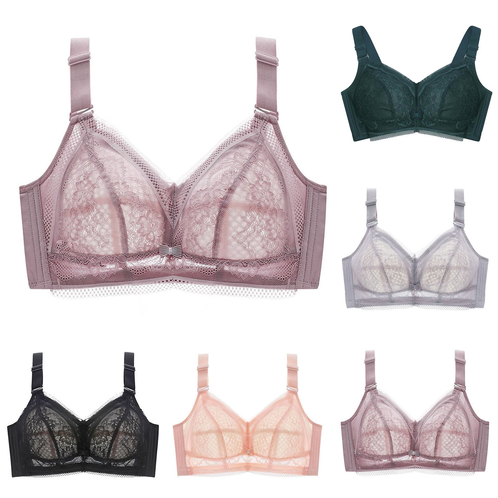 TOWED22 Womens Wireless Bras,Women's Lace Balconette Bra See Sheer