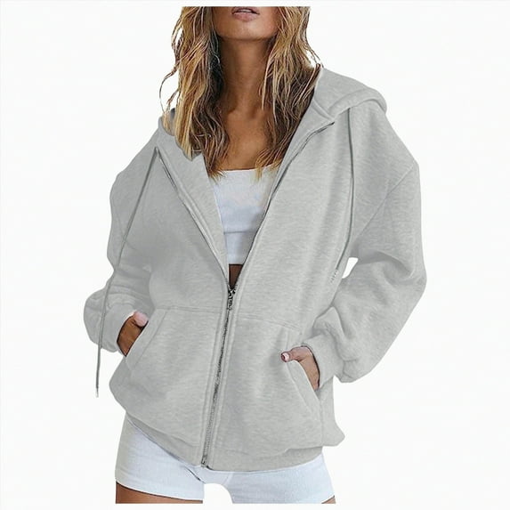 TOWED22 Womens Zip Up Hoodies Oversized Sweatshirts Fashion Outfits Casual Hoodies Oversized Jackets Long Sleeve Clothes(Dark Gray,XL)
