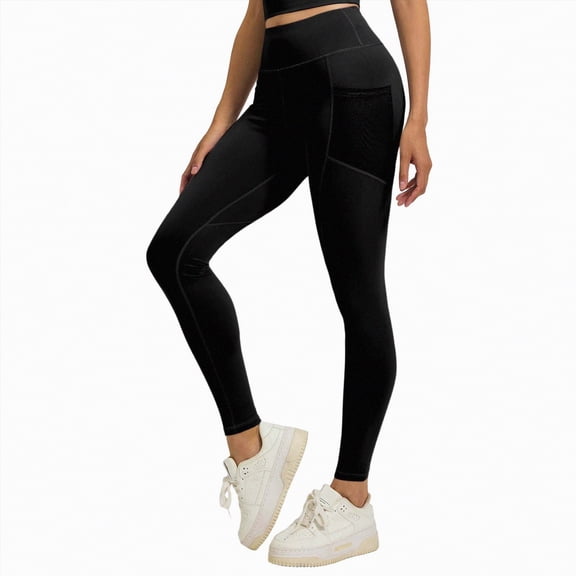 TOWED22 Workout Leggings Pockets - High Waisted Gym Womens Yoga Pants Running Buttery Soft(Black,M)