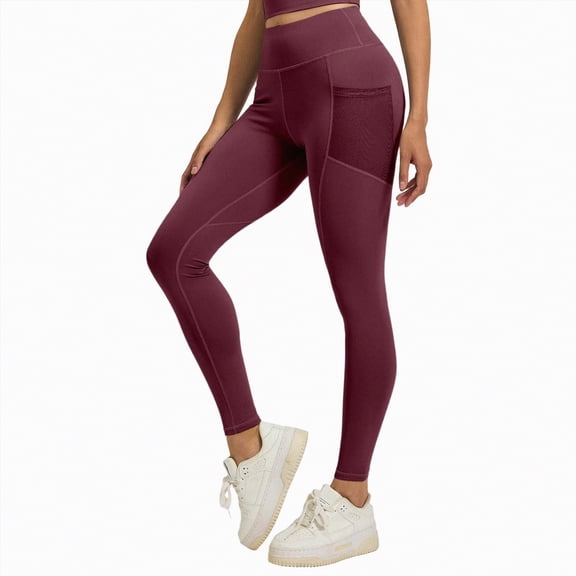 TOWED22 Workout Leggings Pockets - High Waisted Gym Womens Yoga Pants Running Buttery Soft(Dark Purple,S)