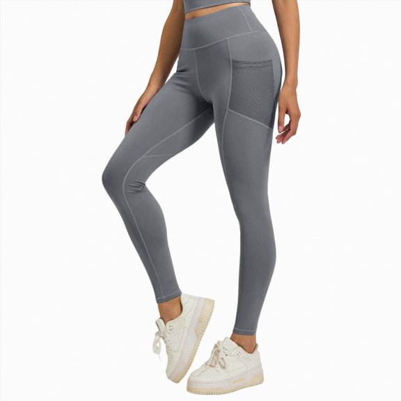 TOWED22 Workout Leggings Pockets - High Waisted Gym Womens Yoga Pants Running Buttery Soft(Light Gray,XXXL)