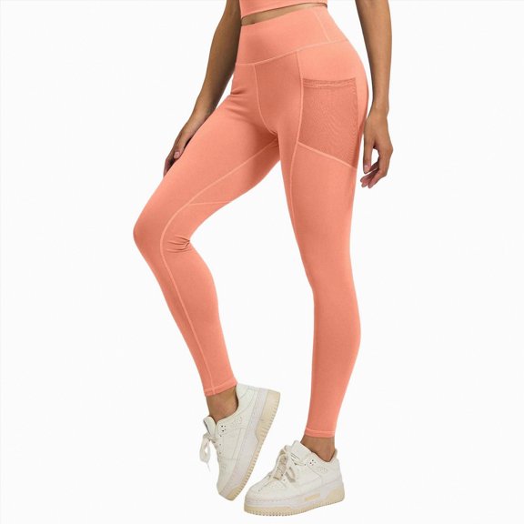 TOWED22 Workout Leggings Pockets - High Waisted Gym Womens Yoga Pants Running Buttery Soft(Light Pink,M)