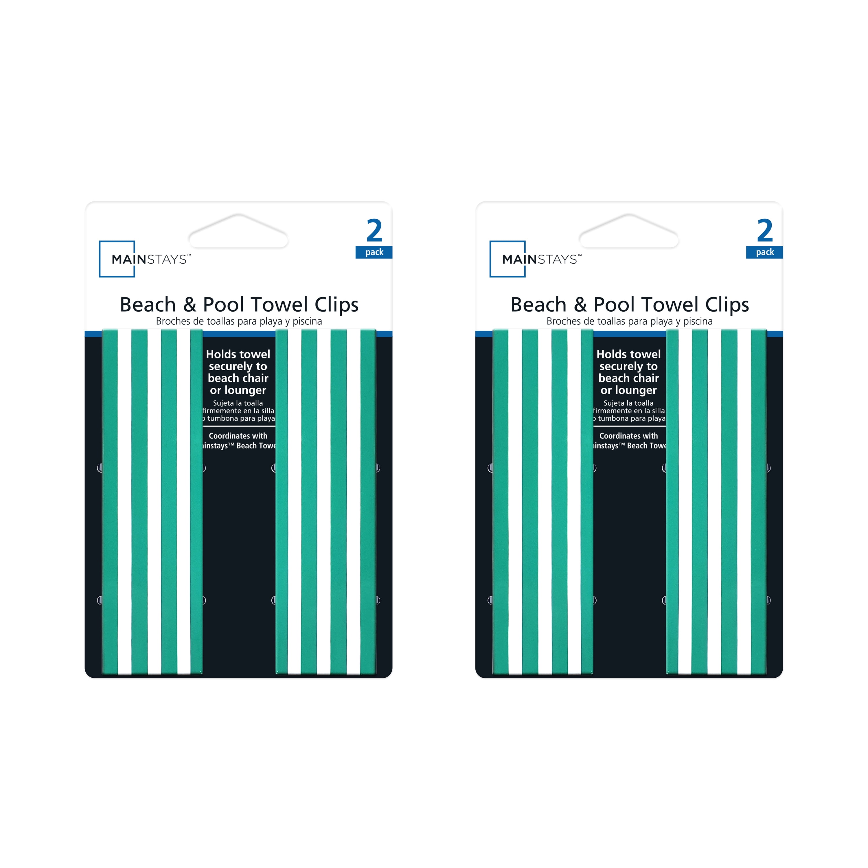 Mainstays Beach & Pool Towel Clips, Stripes, 2 Count