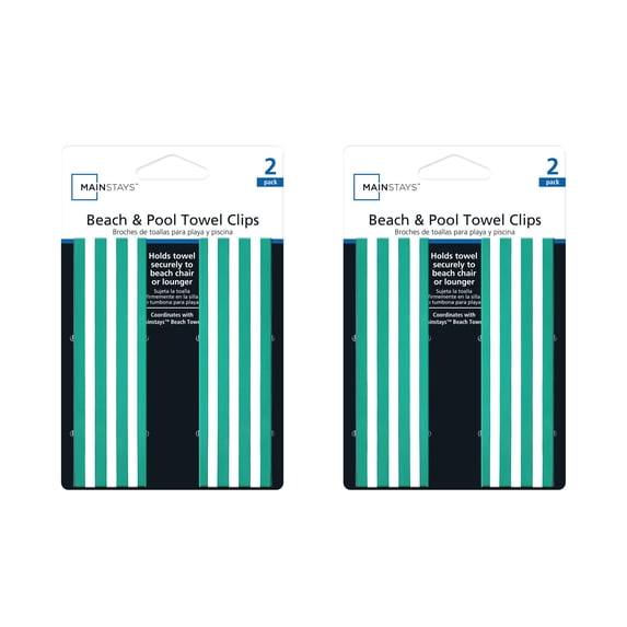 Mainstays Beach & Pool Towel Clips, Stripes, 2 Count