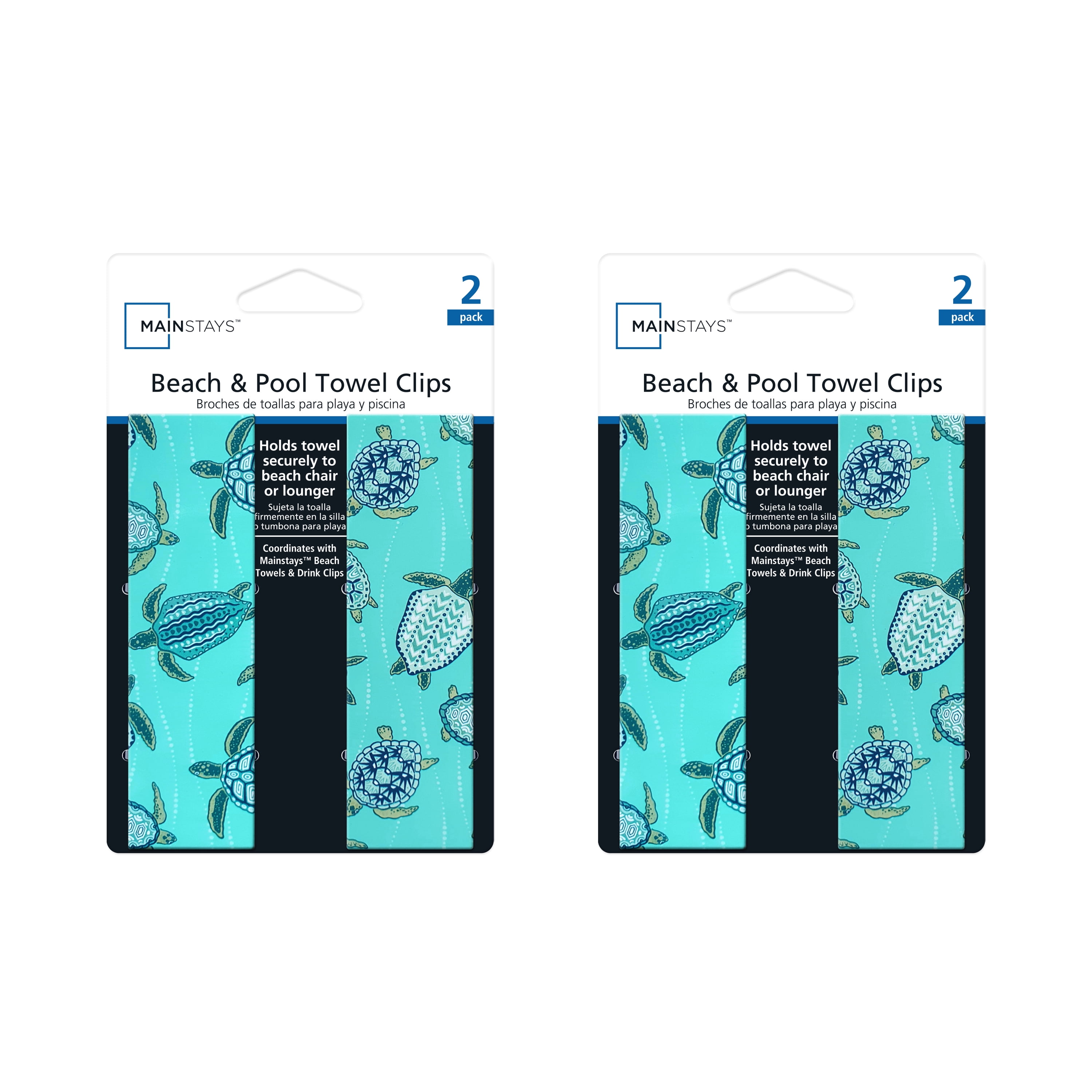 Mainstays Beach & Pool Towel Clips, Turtles, 2 Count